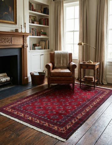 3' 7 x 6' 4 Hand Knotted Afghan Ersari Oriental Wool Rug