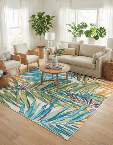 10' x 10' Easy-Clean Botanical Indoor / Outdoor Square Rug