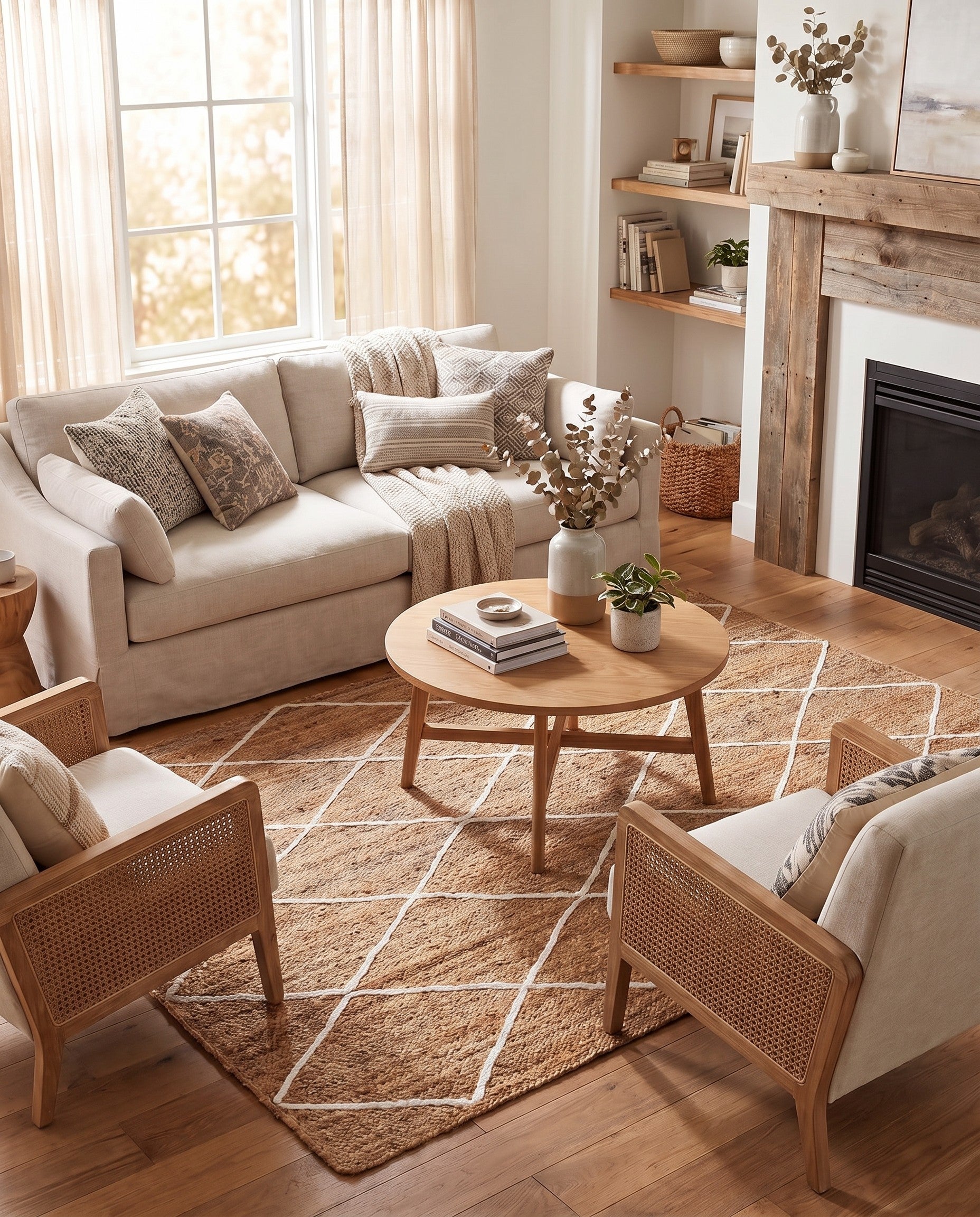 White Handmade Braided Jute Rug