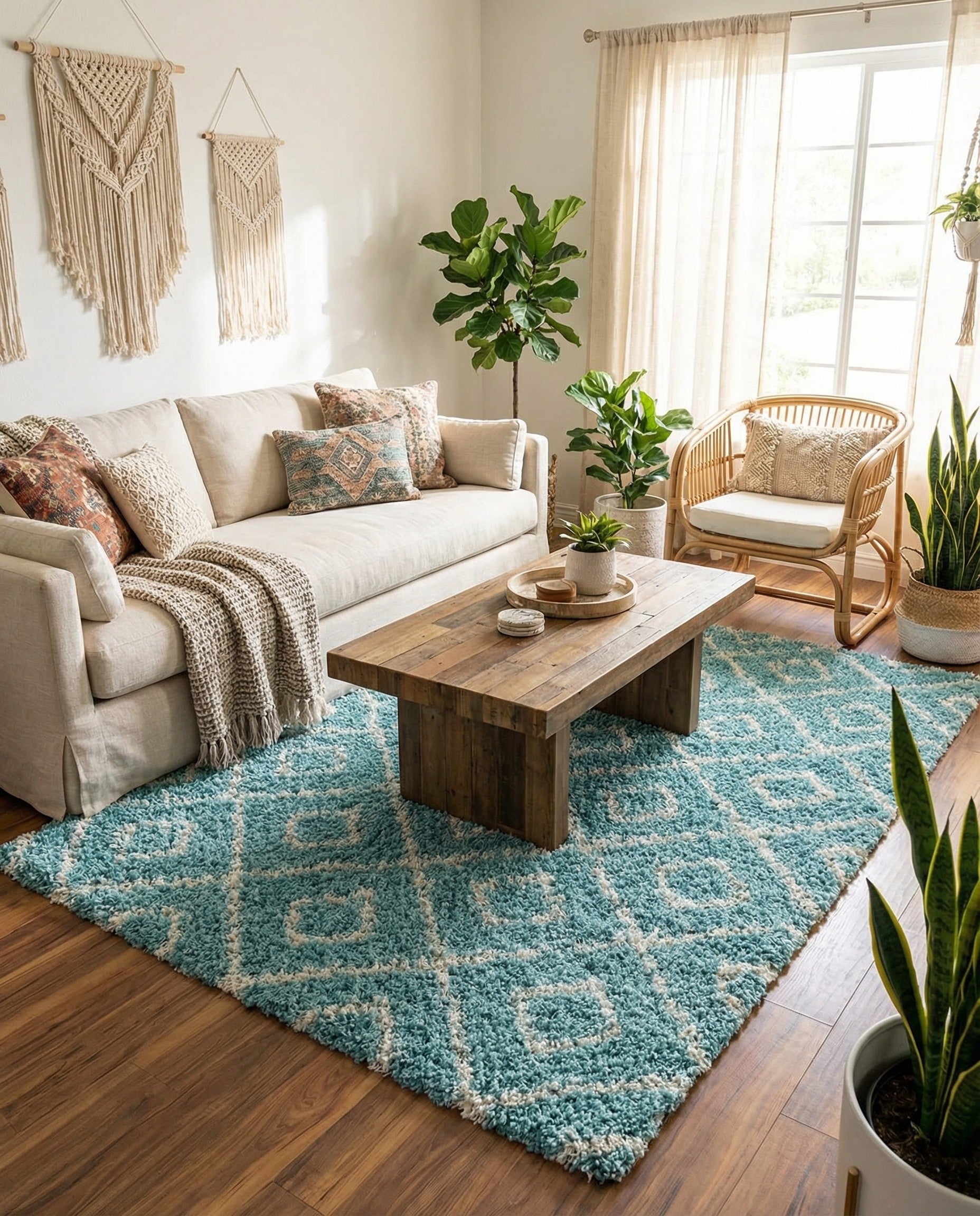  6' x 9' Lattice Shag Rug