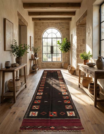 3' 6 x 11' 5 Hand Woven Kilim Afghan Wool Runner Rug
