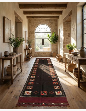3' 6 x 11' 5 Hand Woven Kilim Afghan Wool Runner Rug