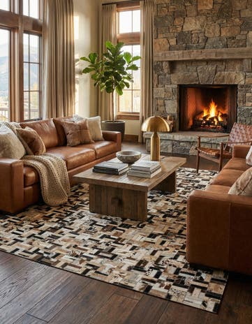 5' 1 x 8' Cowhide - Patchwork Rug