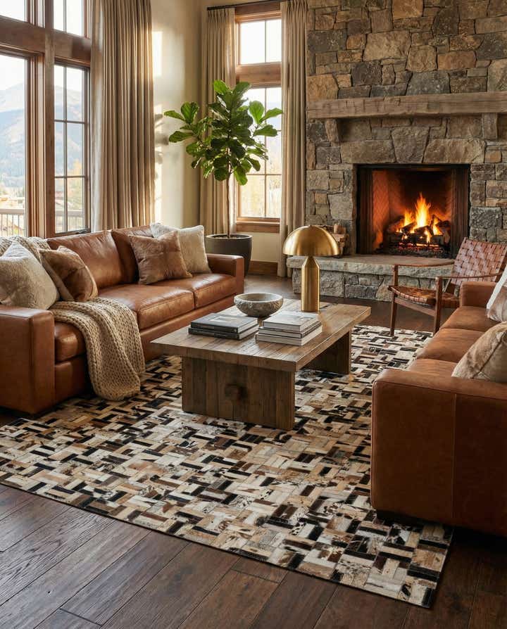 5' 1 x 8' Cowhide - Patchwork Rug