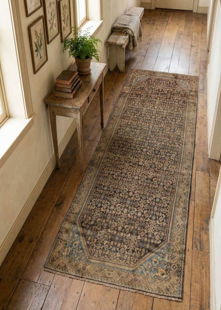 5' x 9' 9 Hand Knotted Hossainabad Persian Wool Runner Rug