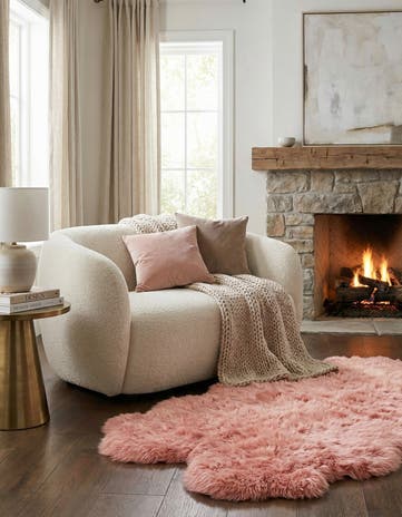 Pink Natural Sheepskin Freeform Rug