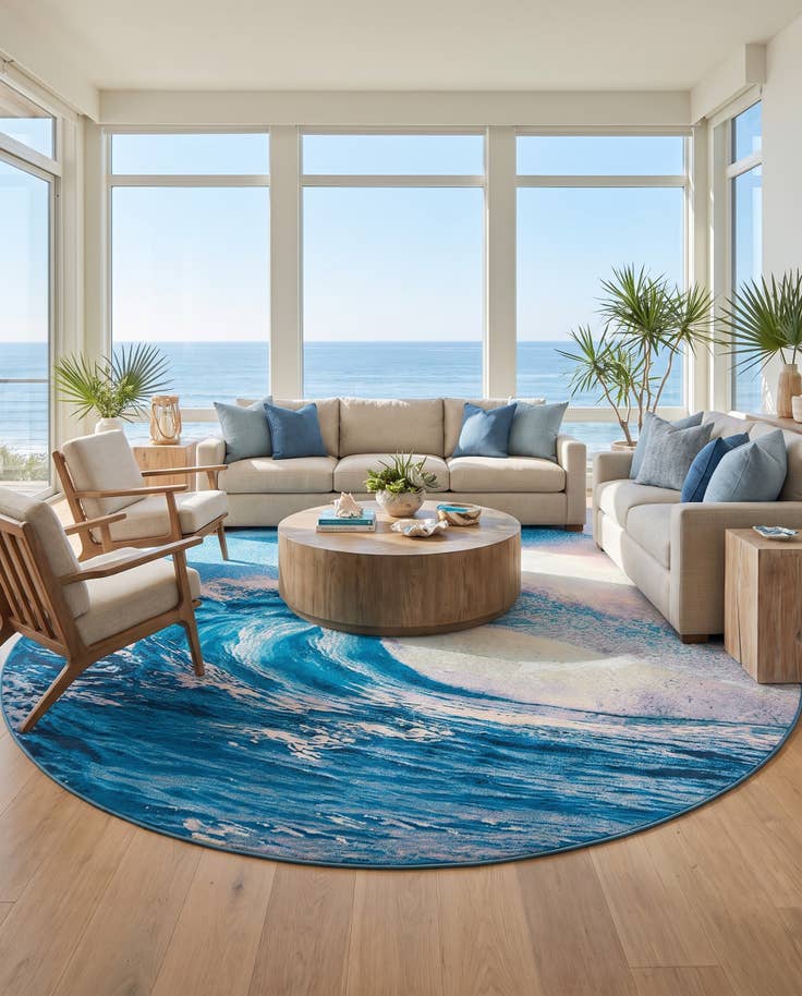 Detail image of 10' x 10' Easy-Clean Modern Indoor / Outdoor Round Rug