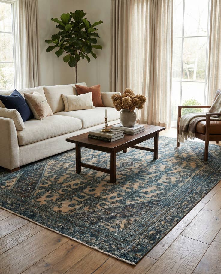 Detail image of 6' 8 x 9' 8 Hand Knotted Ultra Vintage Persian Wool Rug
