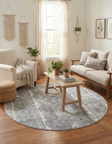 Gray Oregon Round Rug