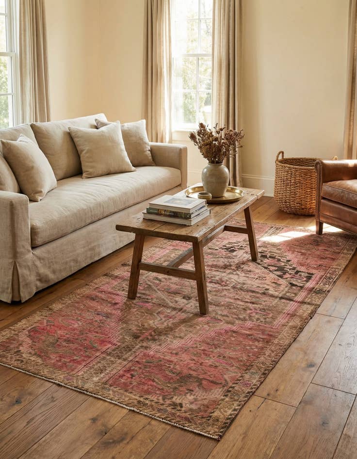 Detail image of 3' 10 x 8' 7  Hand Knotted Ultra Vintage Persian Wool Runner Rug