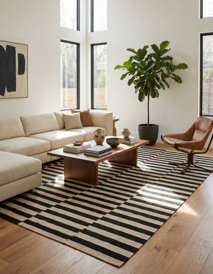 Detail image of 6' 5 x 9' 9  Hand Woven Kilim Modern Wool Rug