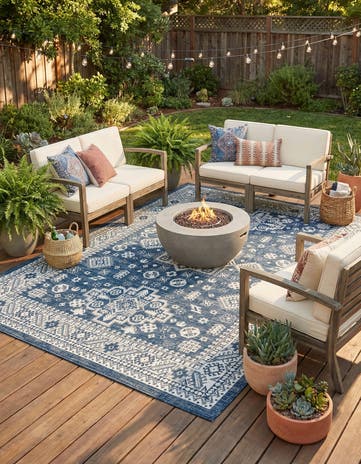 7' 10 x 11' Easy-Clean Aztec Indoor / Outdoor Rug