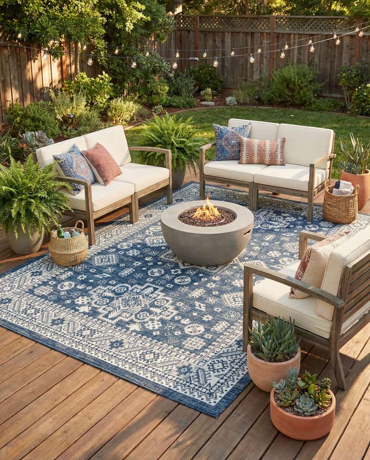 7' 10 x 11' Easy-Clean Aztec Indoor / Outdoor Rug