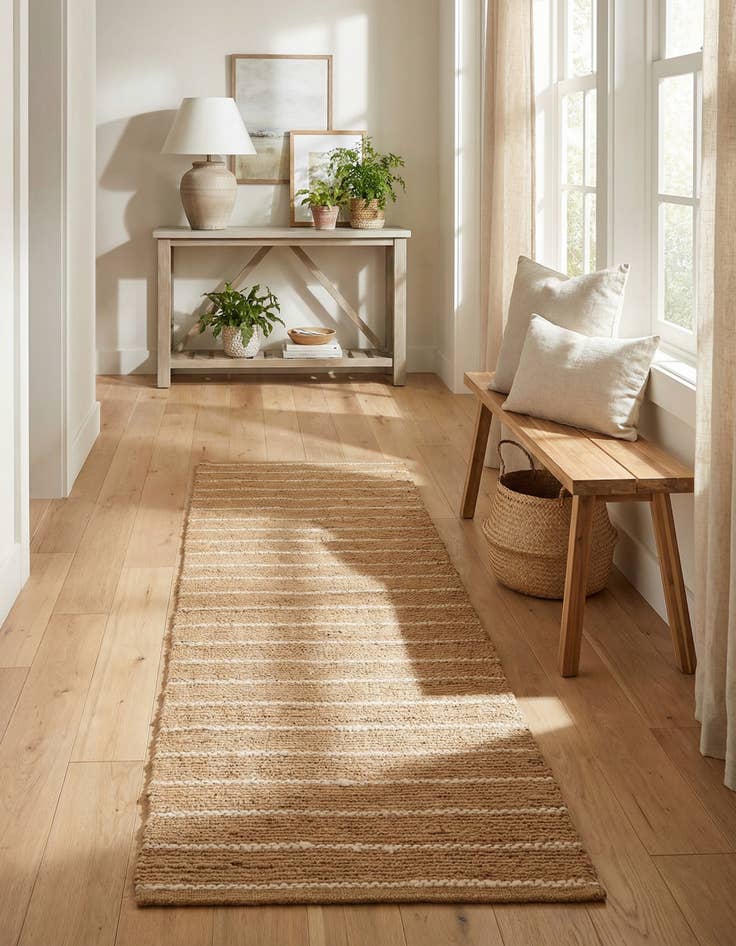 Detail image of 2' 7 x 8'  Hand Braided Laurel Handwoven Jute Runner Rug