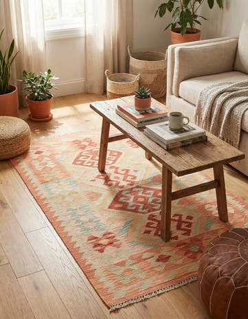 2' 7 x 4' 5 Hand Woven Kilim Waziri Wool Rug