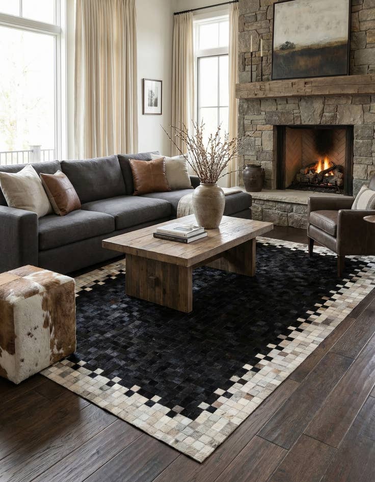 Detail image of  5' x 7' 11 Cowhide - Patchwork Rug