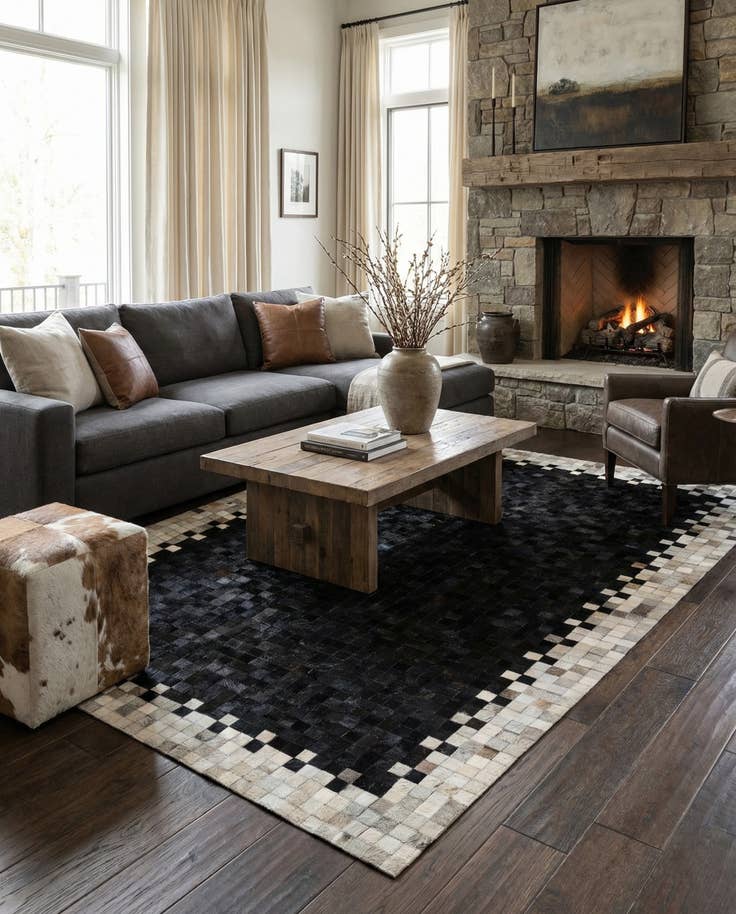 Detail image of 5' x 7' 11 Cowhide - Patchwork Rug