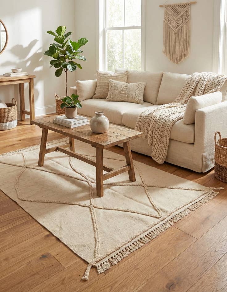 Detail image of 3' 4 x 4' 11  Hand Knotted Moroccan Wool Rug