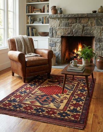 2' 8 x 4' 1 Hand Knotted Sumak Wool Rug