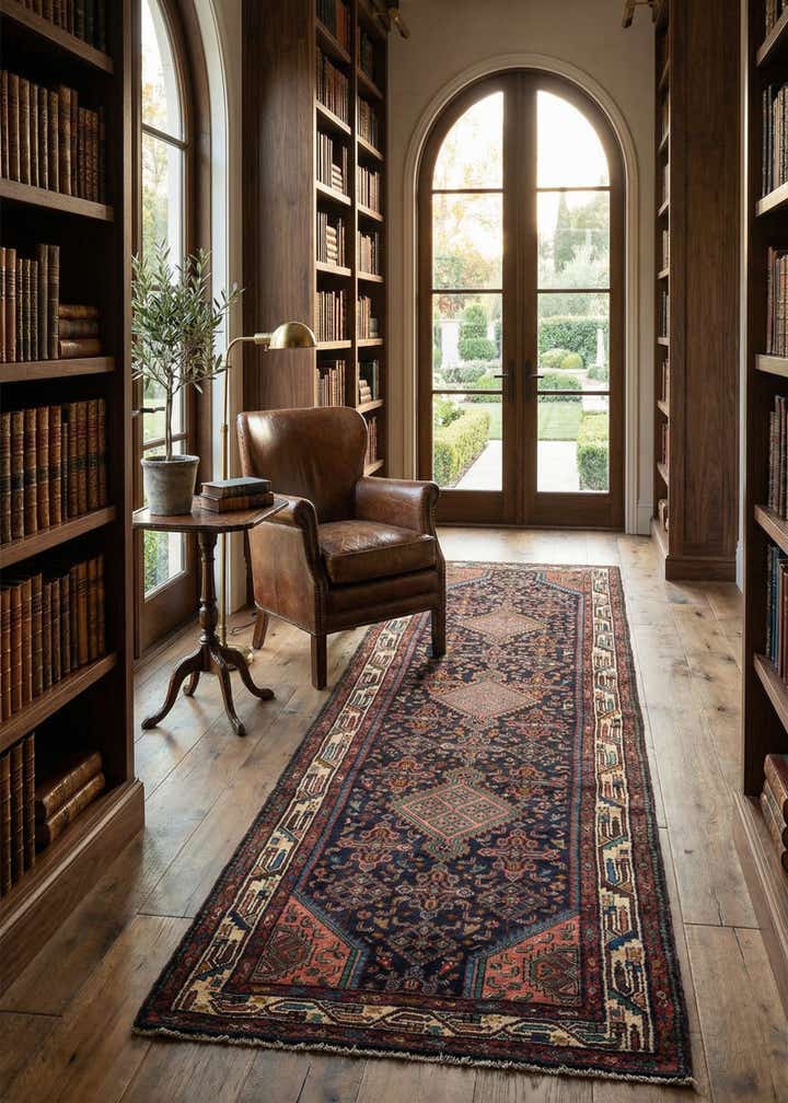 3' 6 x 11' 5 Hossainabad Wool Runner Rug
