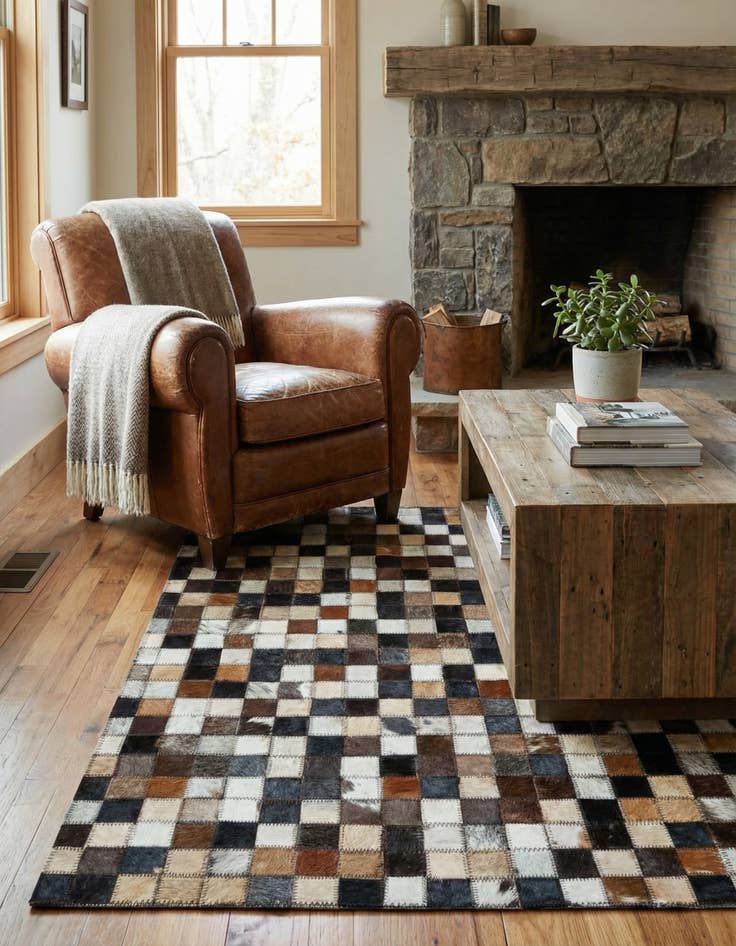 Detail image of  2' x 3' Cowhide Leather Rug