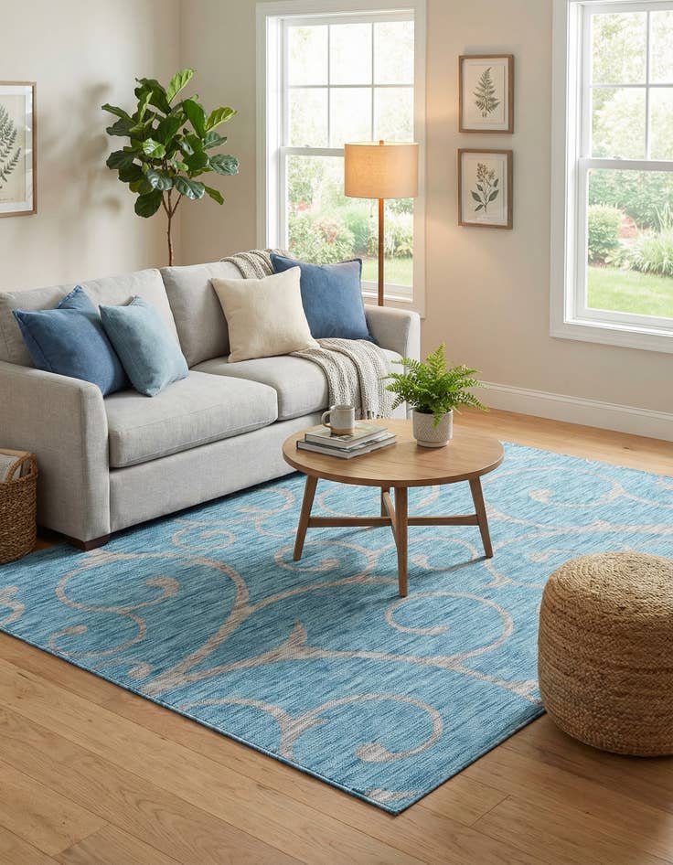 Detail image of 6' x 9'  Washable Botanical Indoor / Outdoor Rug