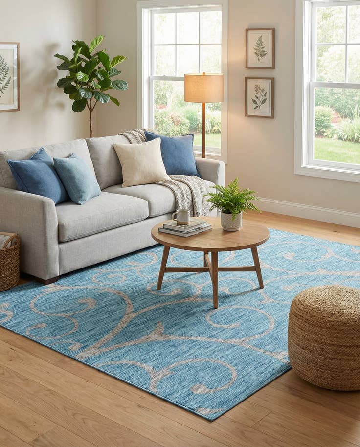 Detail image of 6' x 9' Easy-Clean Botanical Indoor / Outdoor Rug