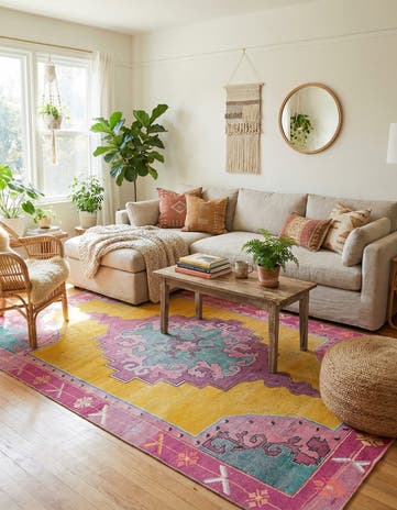 Yellow Washable Timeless Rug