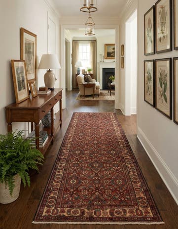 3' 6 x 10' 3 Hand Knotted Hossainabad Persian Wool Runner Rug