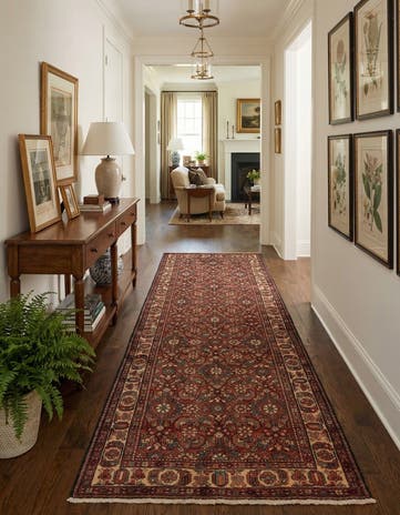 3' 6 x 10' 3 Hand Knotted Hossainabad Persian Wool Runner Rug
