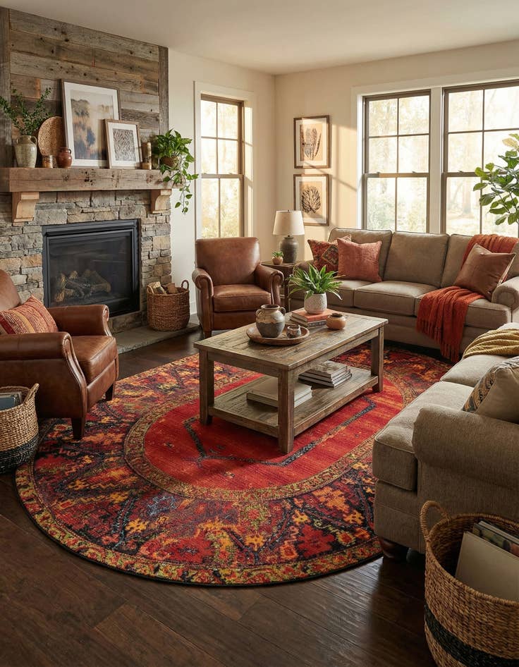 Detail image of 7' 10 x 10' Easy-Clean Tribal Indoor / Outdoor Oval Rug