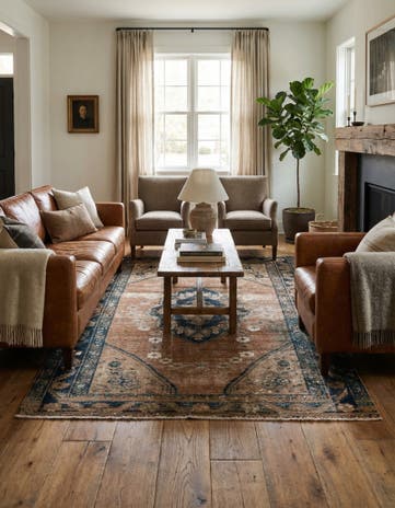 4' 9 x 6' 4 Hand Knotted Ultra Vintage Persian Wool Rug