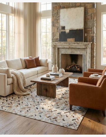 4' 10 x 8' Cowhide Leather Rug