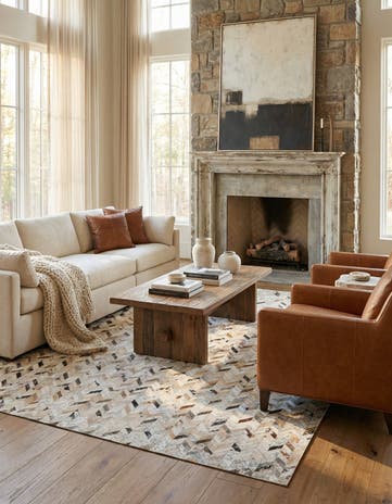 4' 10 x 8' Cowhide Leather Rug