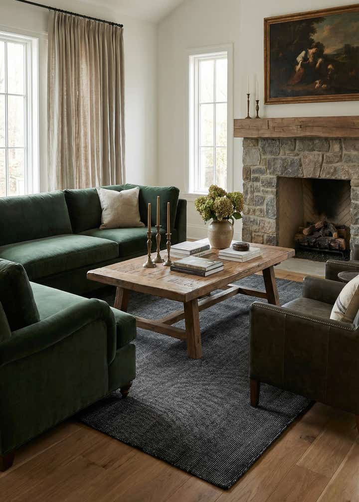 7' 10 x 7' 10 Hand Woven Jill Zarin English Manor Farmhouse Wool Square Rug