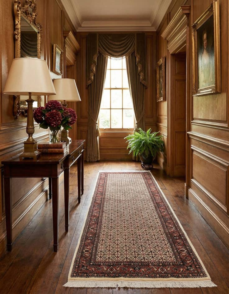 Detail image of 2' 7 x 8' 2 Bidjar With Silk Runner Rug