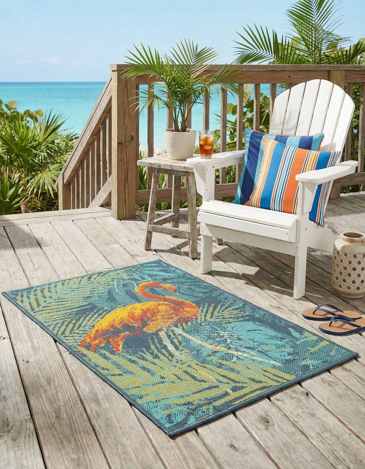Detail image of 2' x 3'  Washable Coastal Indoor / Outdoor Rug