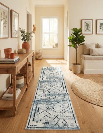 Ivory Gray Kamala Washable Runner Rug