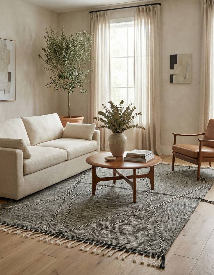 Detail image of 6' 5 x 10' 3  Hand Knotted Moroccan Wool Rug