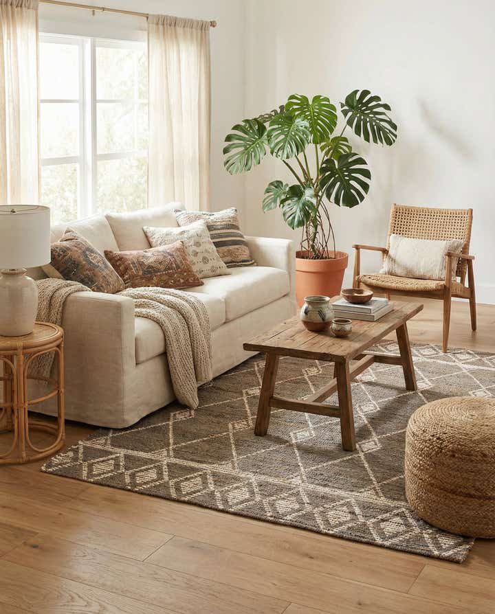 4' 2 x 6' Hand Braided Chenille Jute Rug