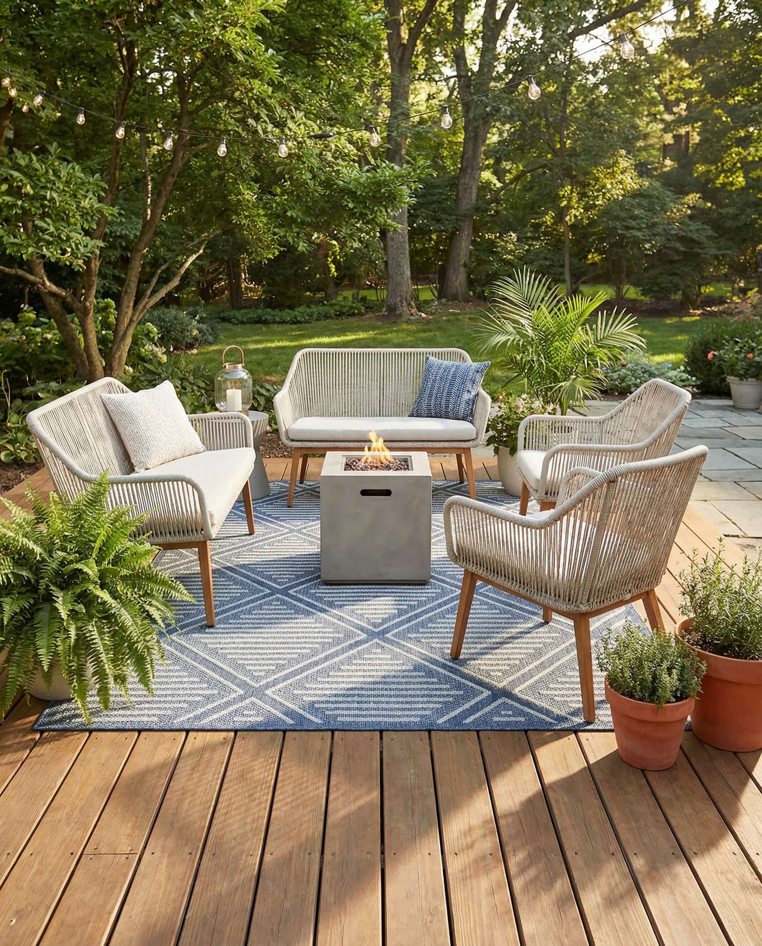 7' 10 x 7' 10 Easy-Clean Trellis Indoor / Outdoor Square Rug