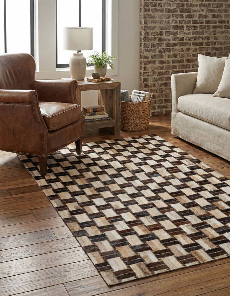 Detail image of  3' 1 x 4' 11 Cowhide - Patchwork Rug