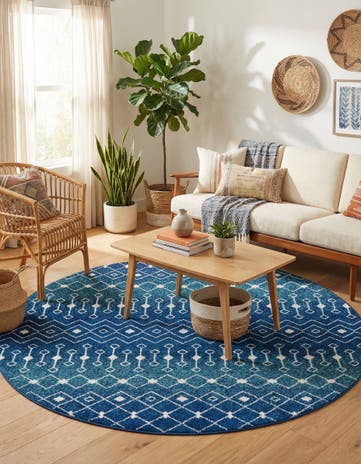 7' 10 x 7' 10 Moroccan Trellis Round Rug