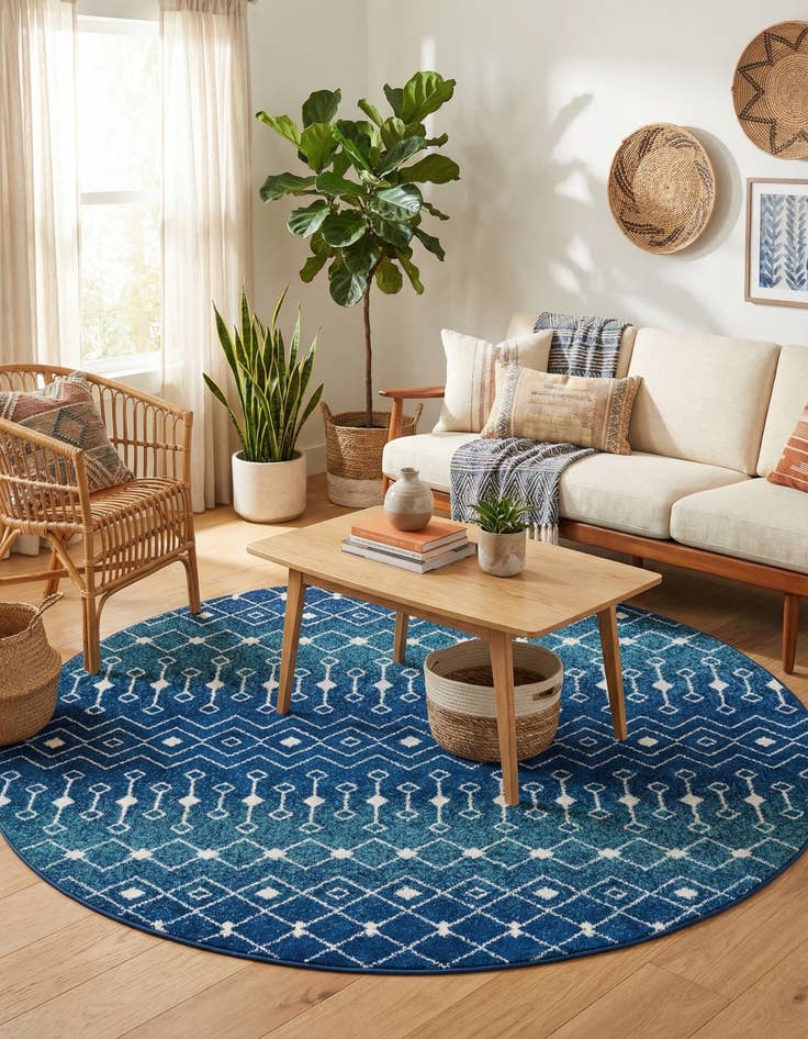 Detail image of 7' 10 x 7' 10 Moroccan Trellis Round Rug