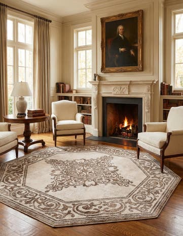 Chocolate Brown Hermitage Octagon Rug