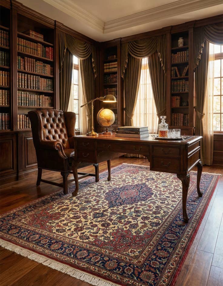 Detail image of  6' 8 x 10'  Hand Knotted Qom Persian Rug