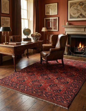 6' 5 x 9' 7 Hand Knotted Afghan Akhche Wool Rug