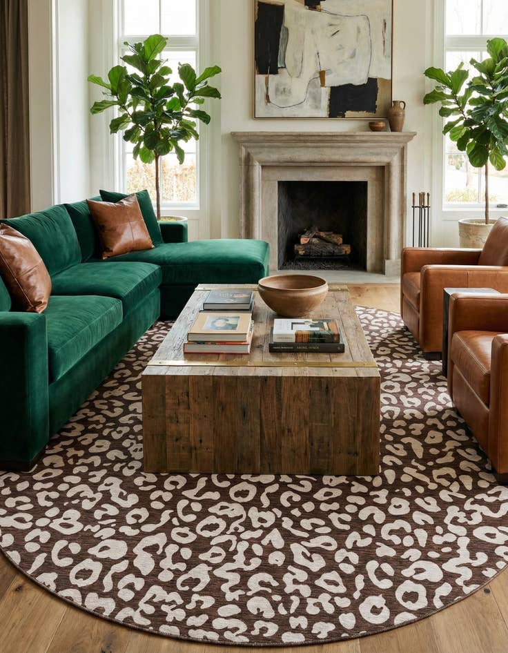 Detail image of 13' x 13'  Washable Safari Indoor / Outdoor Round Rug