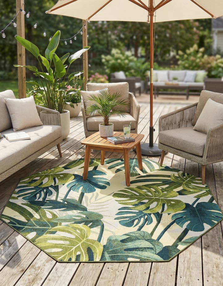 7' x 7' Easy-Clean Botanical Indoor / Outd...