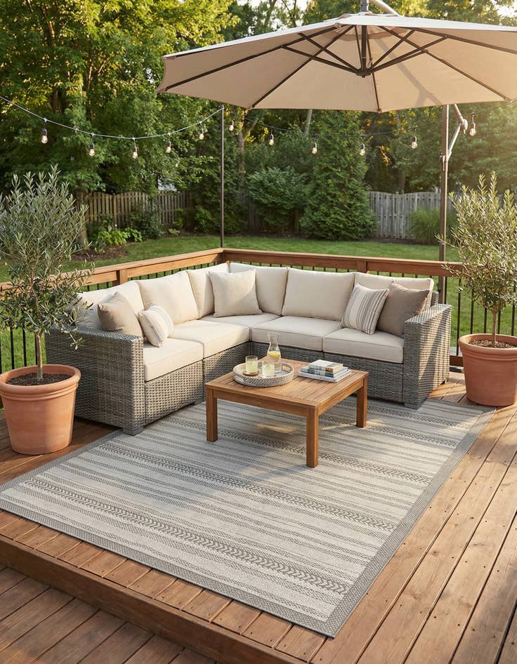 Detail image of 8' x 11' 4  Washable Border Indoor / Outdoor Rug